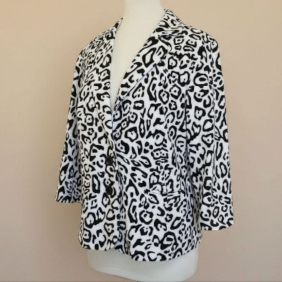 Linea Animal Print Cotton Blazer XL – 3/4 Sleeve Button Front Jacket Safari Chic - Picture 1 of 16